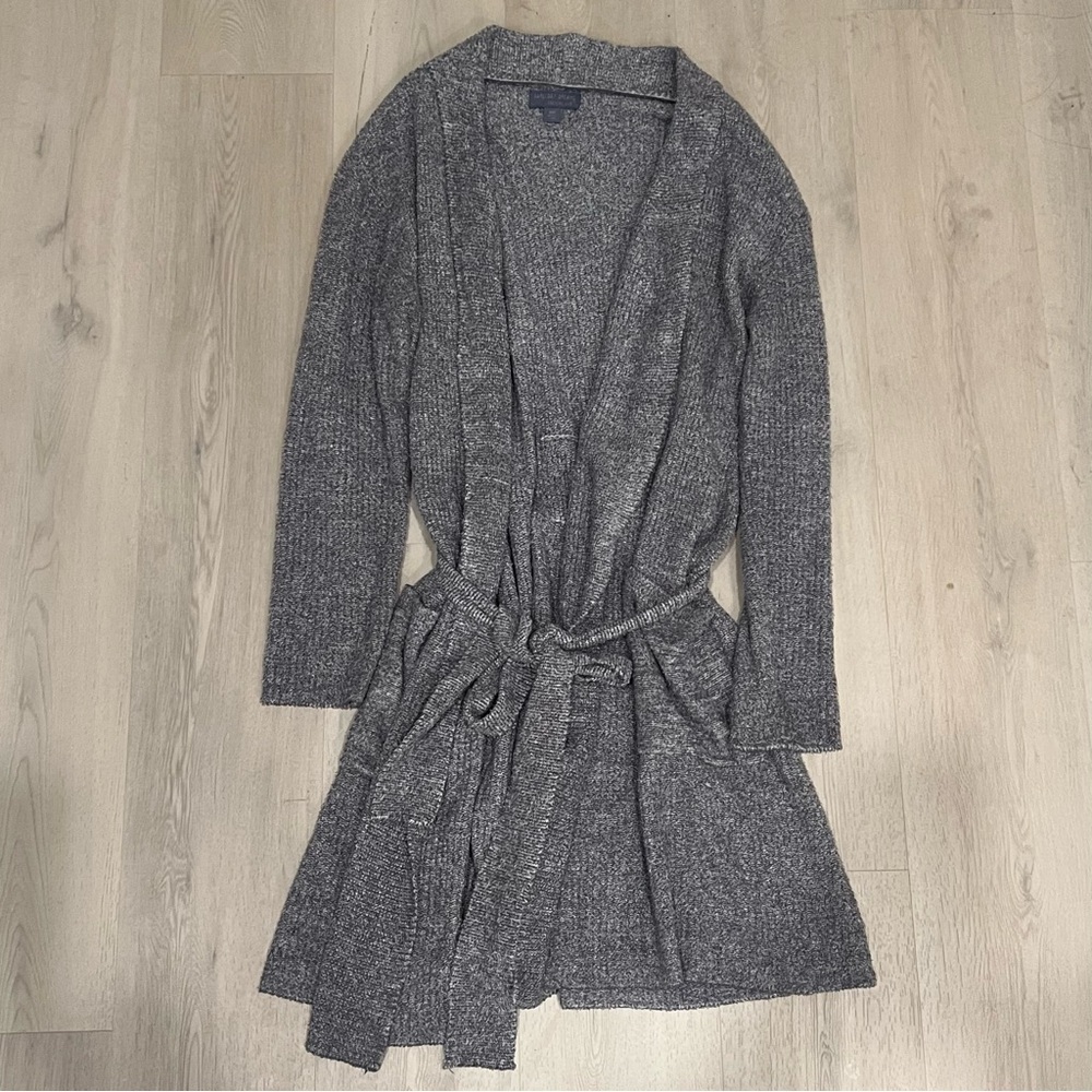 Barefoot Dreams CozyChic Lite Rib-Knit Robe ribbed gray‎ SIZE S/M